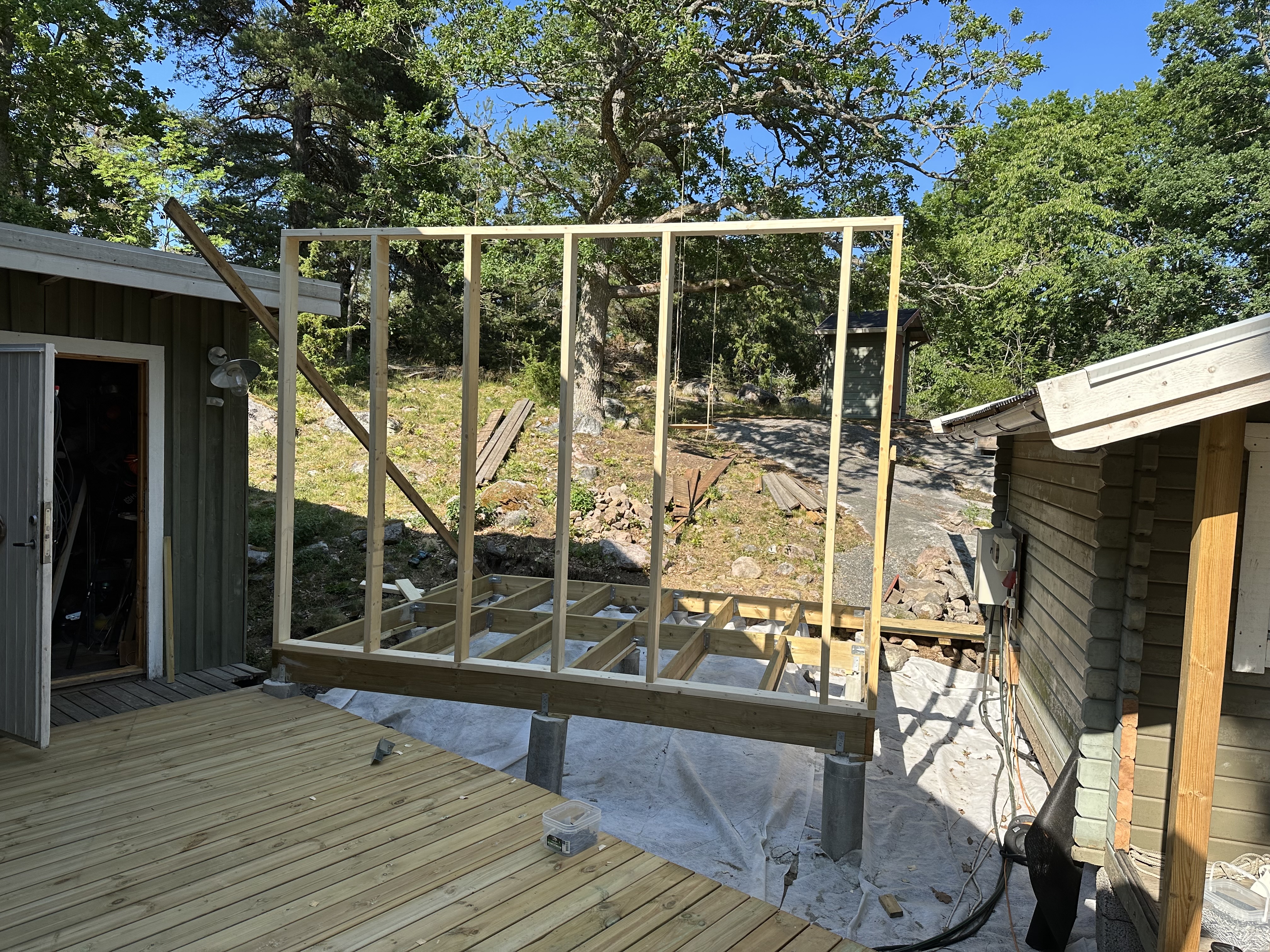 Sauna erstes Ständerwerk